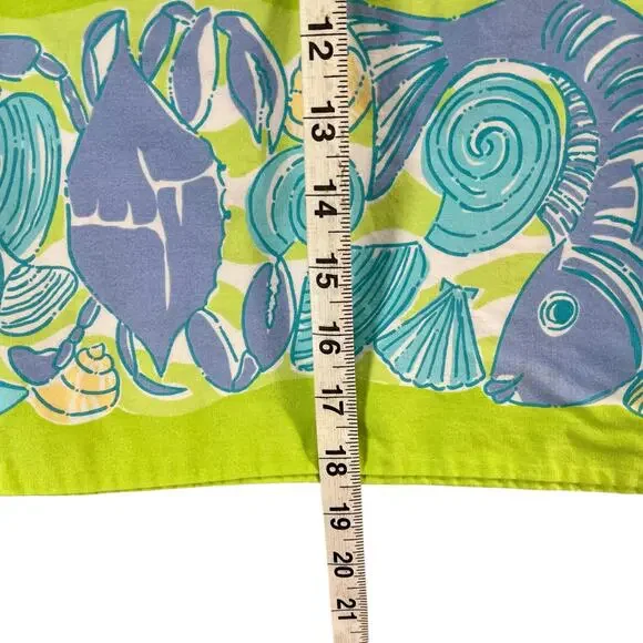 Vintage Lilly Pulitzer Reversible Wrap Skirt 6 Green Blue Low Tide Ocean Beach